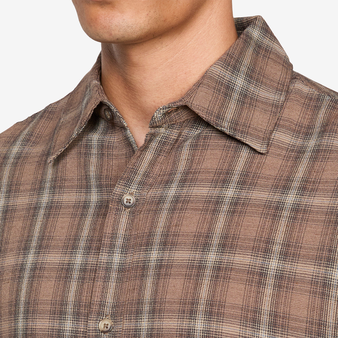 Drop Short Sleeve Shirt Brown Check Shirts