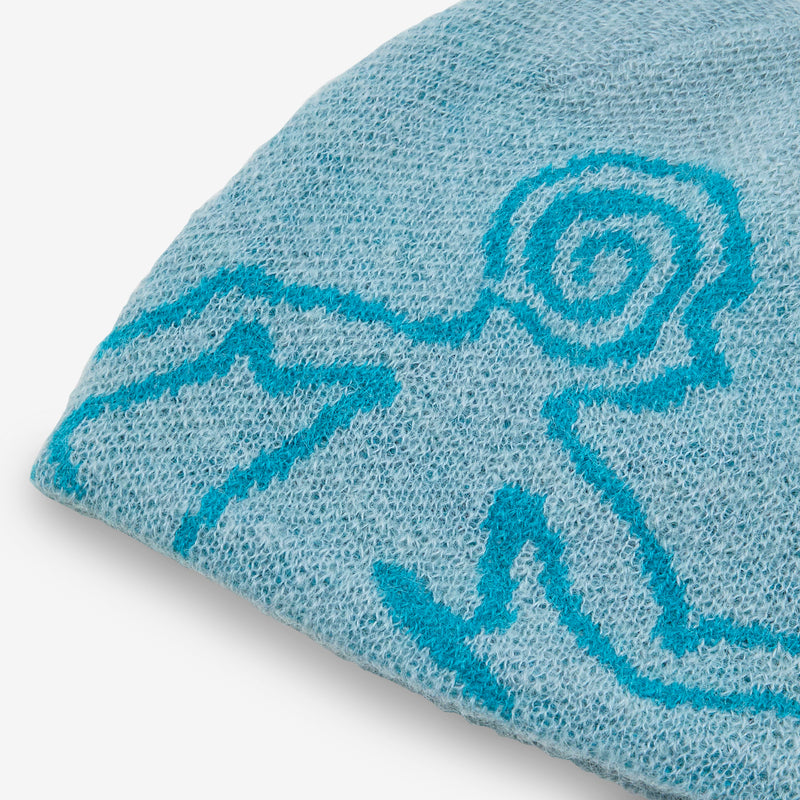 Moscot Mohair Mixed Knit Beanie Turquoise Headwear