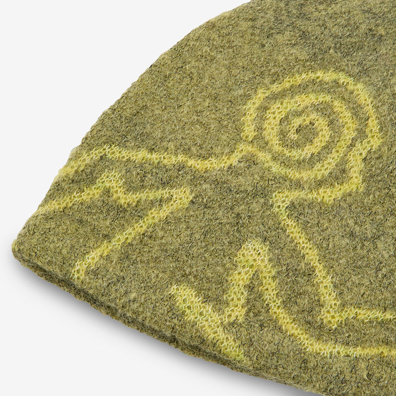 Moscot Mohair Mixed Knit Beanie Yellow Headwear