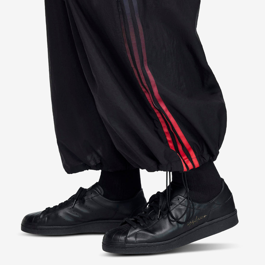 Y-3 Gradient 3 Stripes Nylon Wide Pants Black Pants