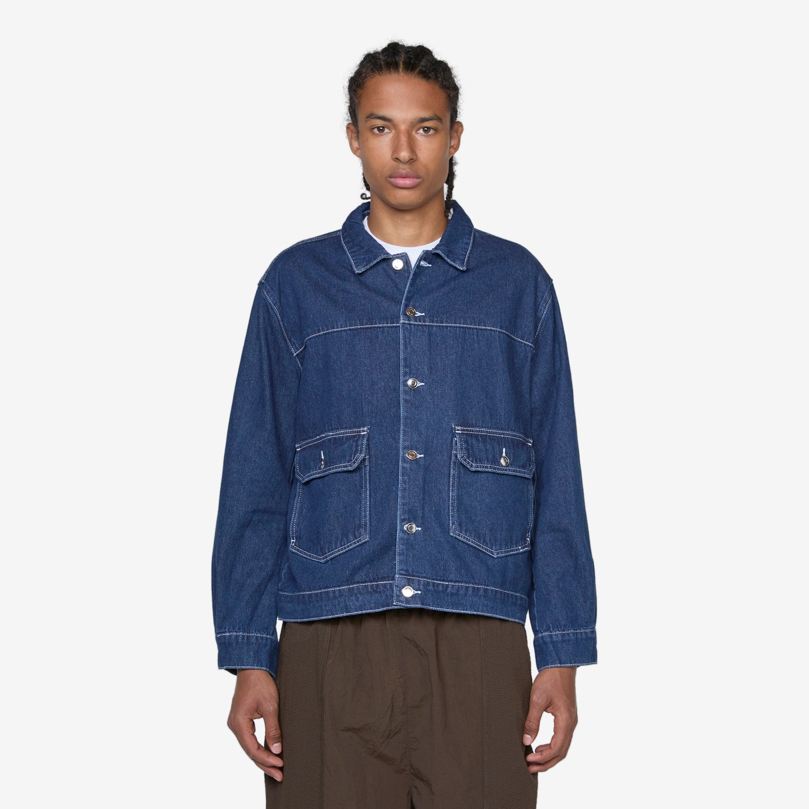 Full Button Denim Jacket Rinsed Denim – Above The Clouds Full Button Denim Jacket Rinsed Denim – Above The Clouds