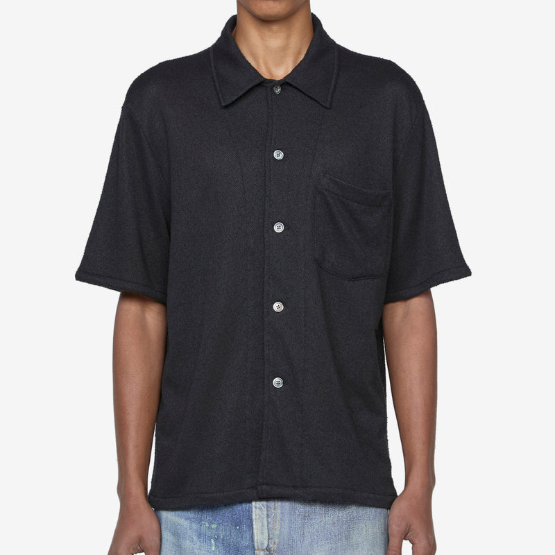 Box Short Sleeve Shirt Black Boucle Shirts