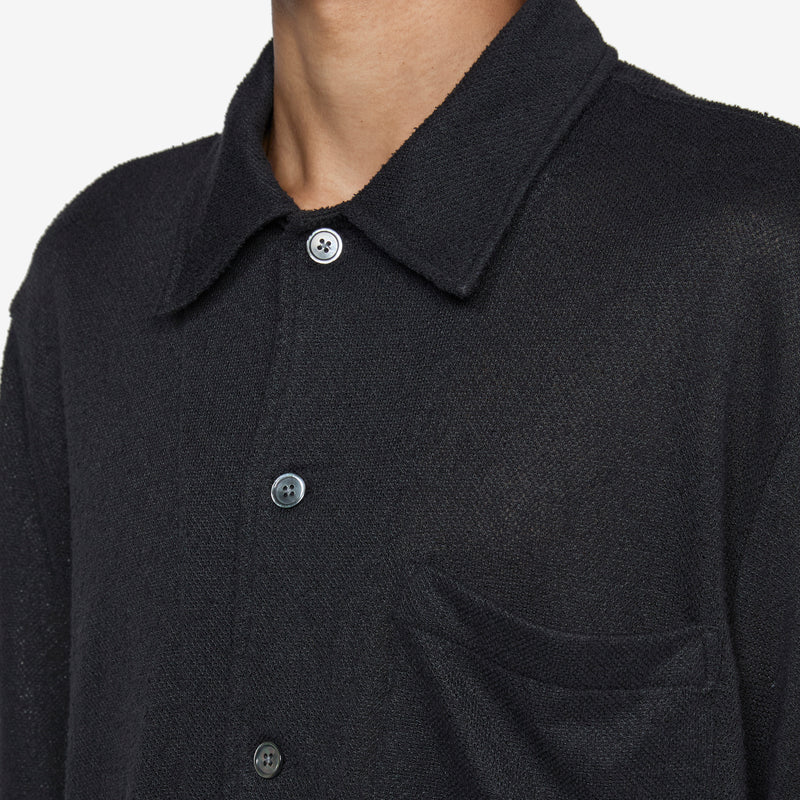 Box Short Sleeve Shirt Black Boucle Shirts