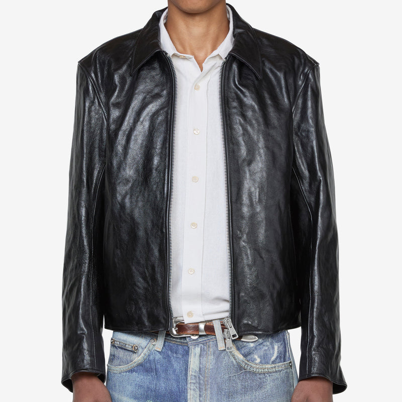 Mini Jacket Top Dyed Black Leather Jackets