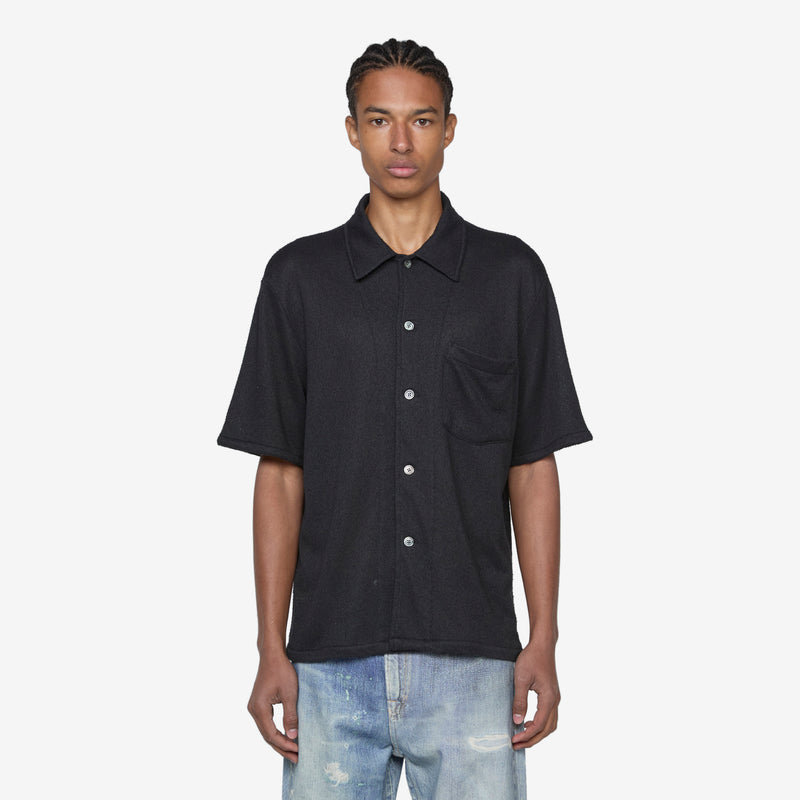 Box Short Sleeve Shirt Black Boucle Shirts