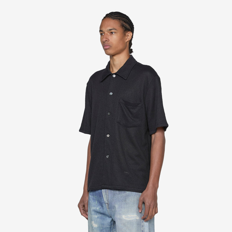 Box Short Sleeve Shirt Black Boucle Shirts