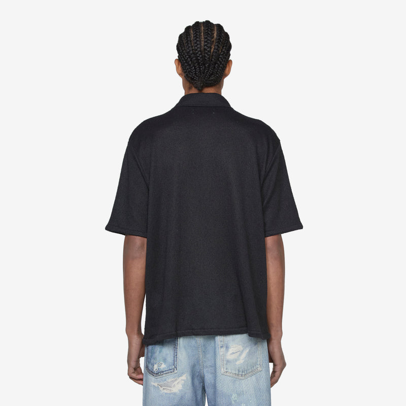 Box Short Sleeve Shirt Black Boucle Shirts