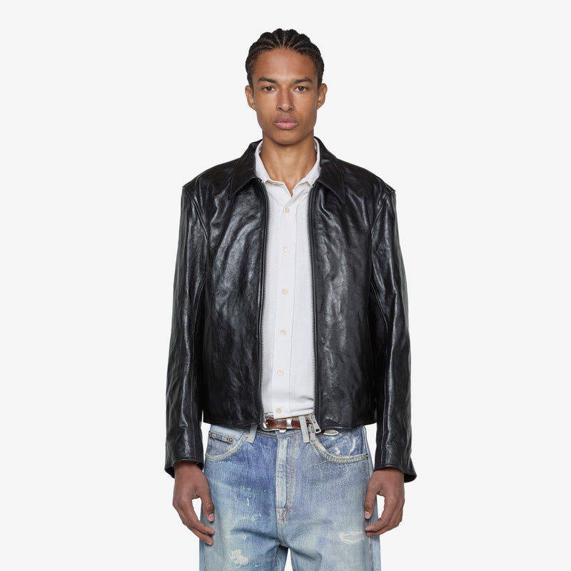 Mini Jacket Top Dyed Black Leather Jackets