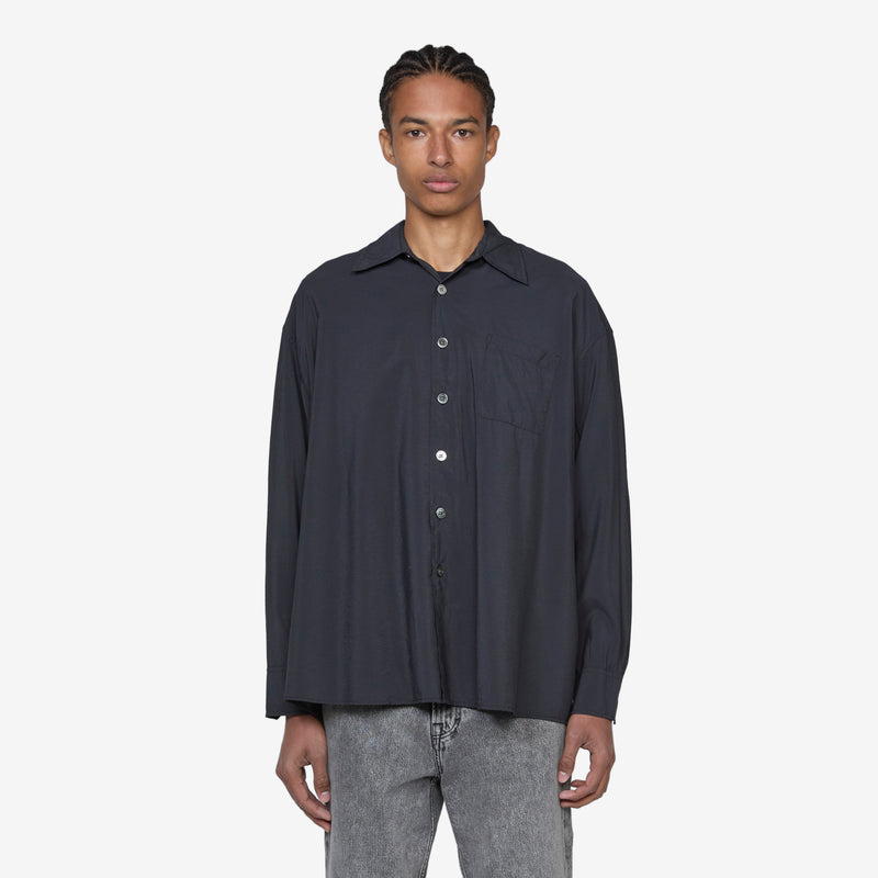 Borrowed Shirt Black Liquid Viscose – Above The Clouds