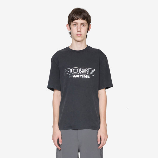 Classic T-Shirt Black Washed Rose Outline Tees