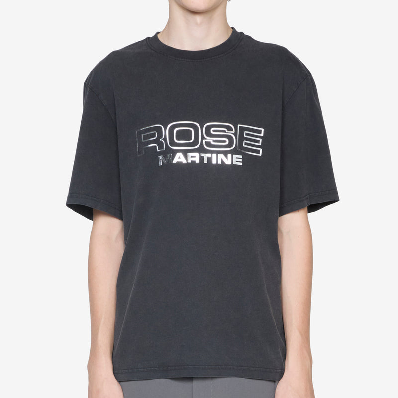 Classic T-Shirt Black Washed Rose Outline Tees