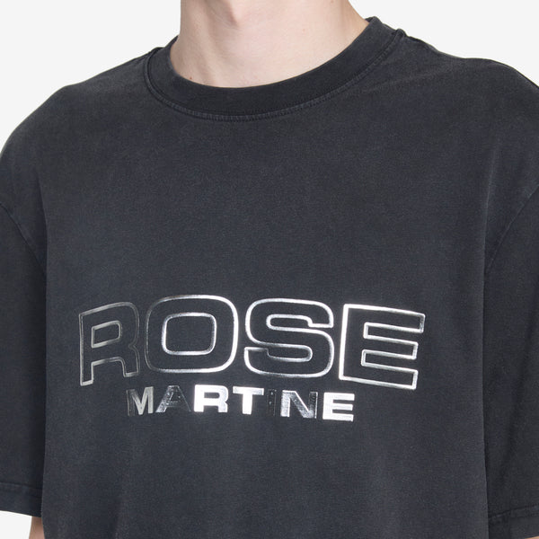Classic T-Shirt Black Washed Rose Outline Tees