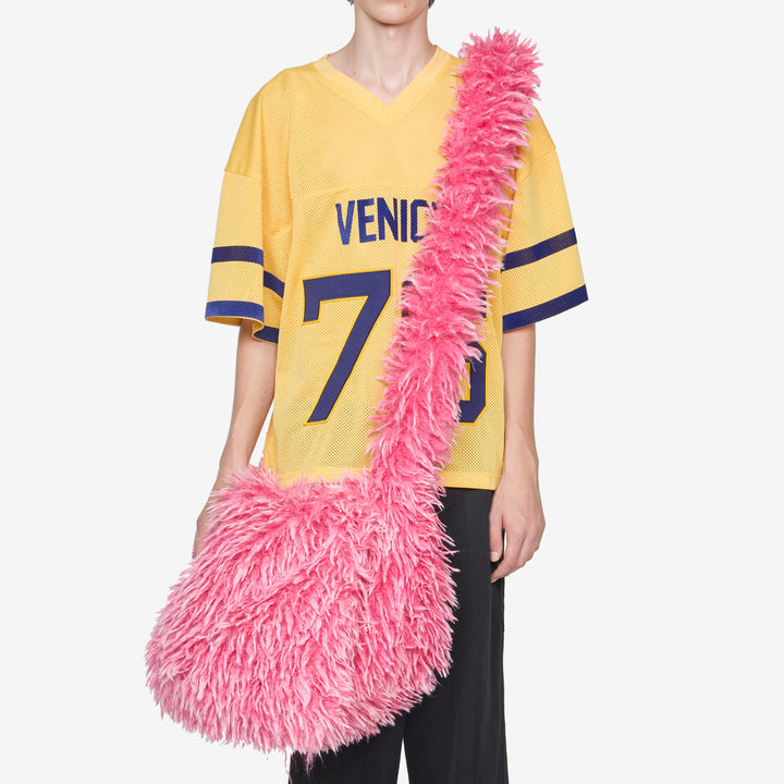 Faux Fur Messenger Bag Pink Front