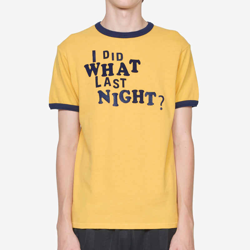 I Did What Last Night Ringer T-Shirt Yellow Tees