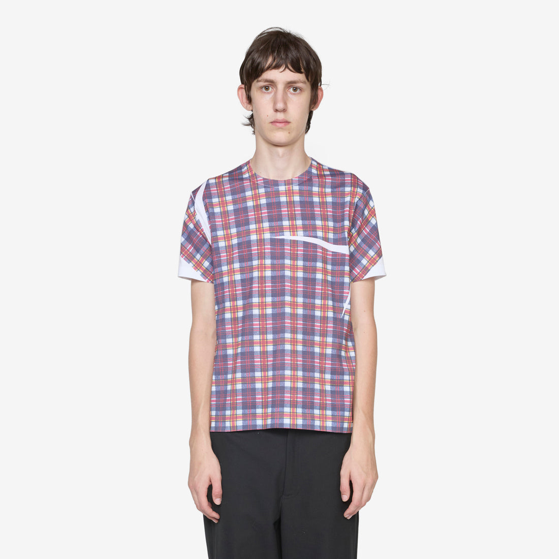 Tartan Overprint T-Shirt White | Check Tees
