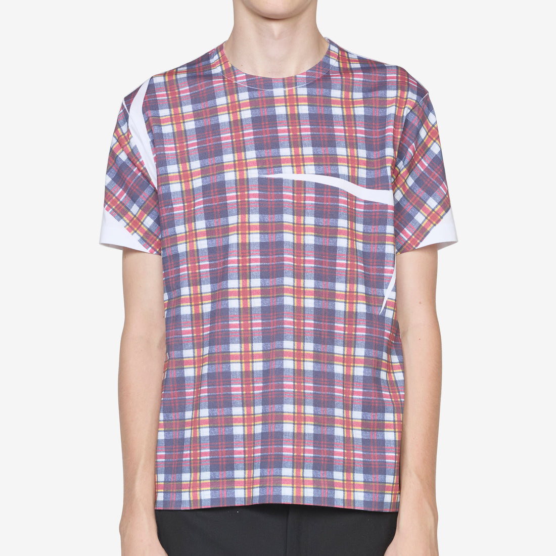 Tartan Overprint T-Shirt White | Check Tees