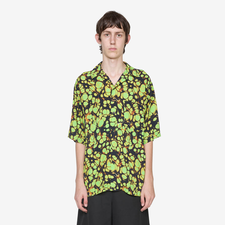 Hawaiian Shirt Green Marble Front