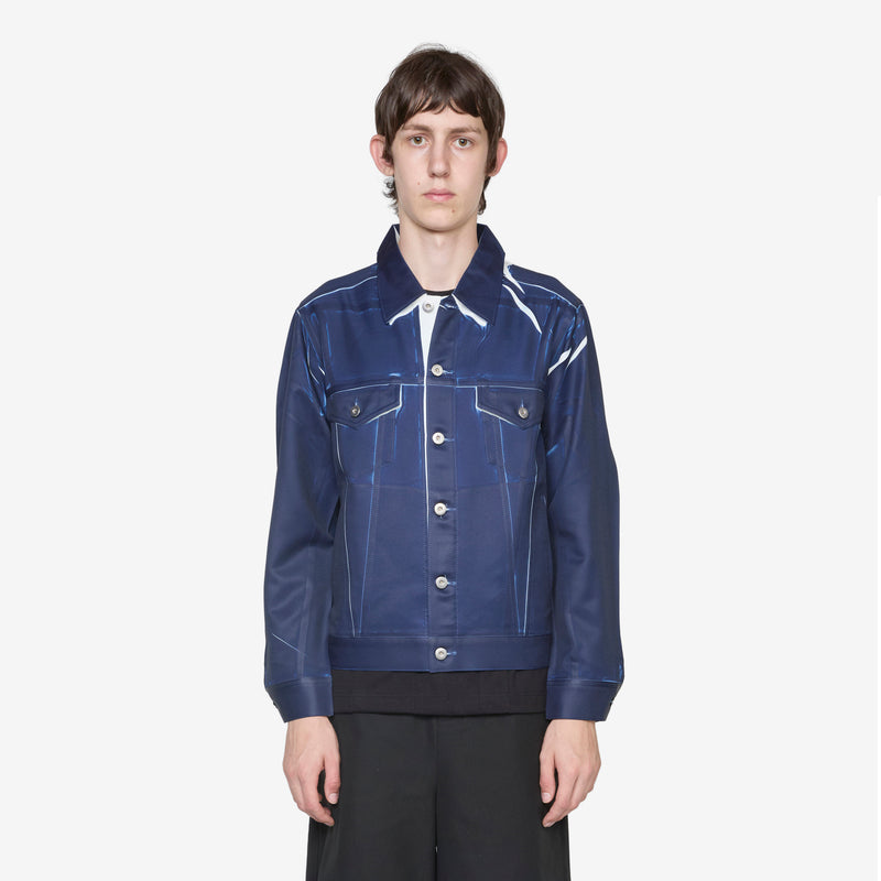 Overprint Trucker Jacket Navy Jackets