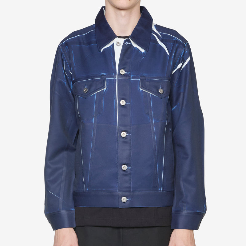Overprint Trucker Jacket Navy Jackets