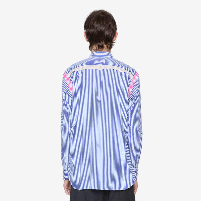 Striped Gingham Trim Shirt Blue Shirts