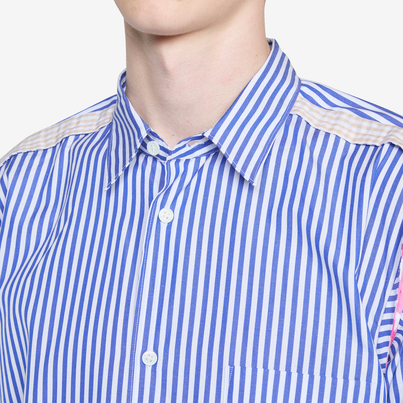 Striped Gingham Trim Shirt Blue Shirts
