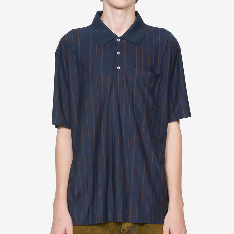 Fancy Polo Shirt Navy | Dark Brown Shirts