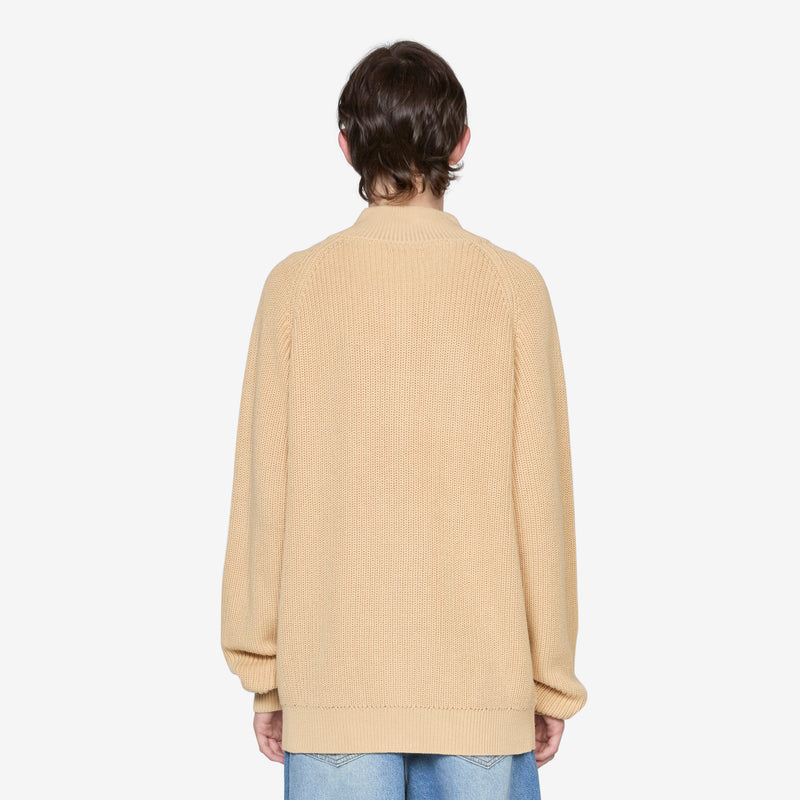 Dragon Zip-Thru Knit Sweater Sand Jumpers