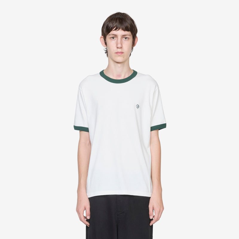 Ringer T-Shirt Cloud White | Dark Green Tees