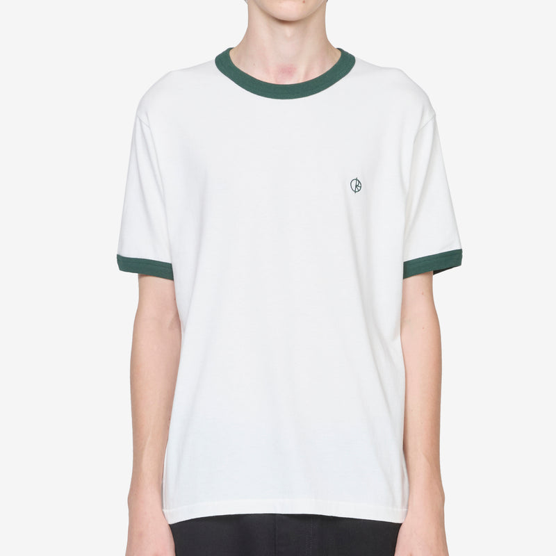 Ringer T-Shirt Cloud White | Dark Green Tees