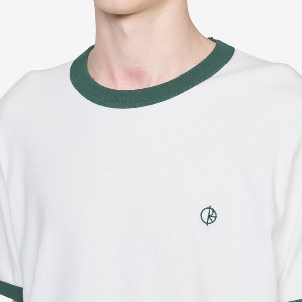 Ringer T-Shirt Cloud White | Dark Green Tees