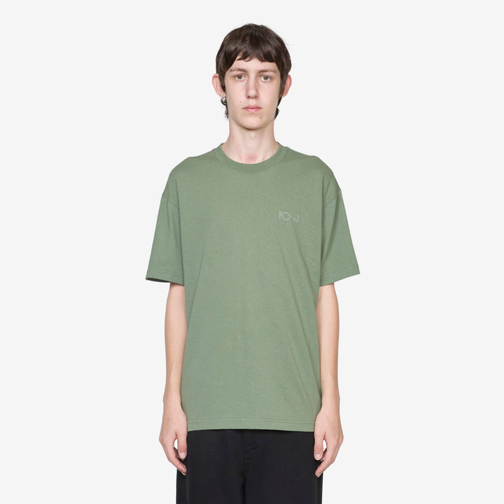 Contrast Stroke Logo T-Shirt Moss Green Front