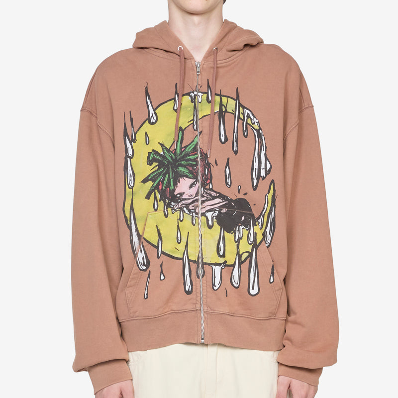 Eri Zip Up Hoodie Knit Brown Jumpers