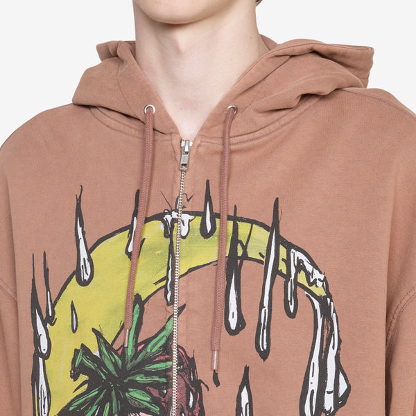 Eri Zip Up Hoodie Knit Brown Jumpers