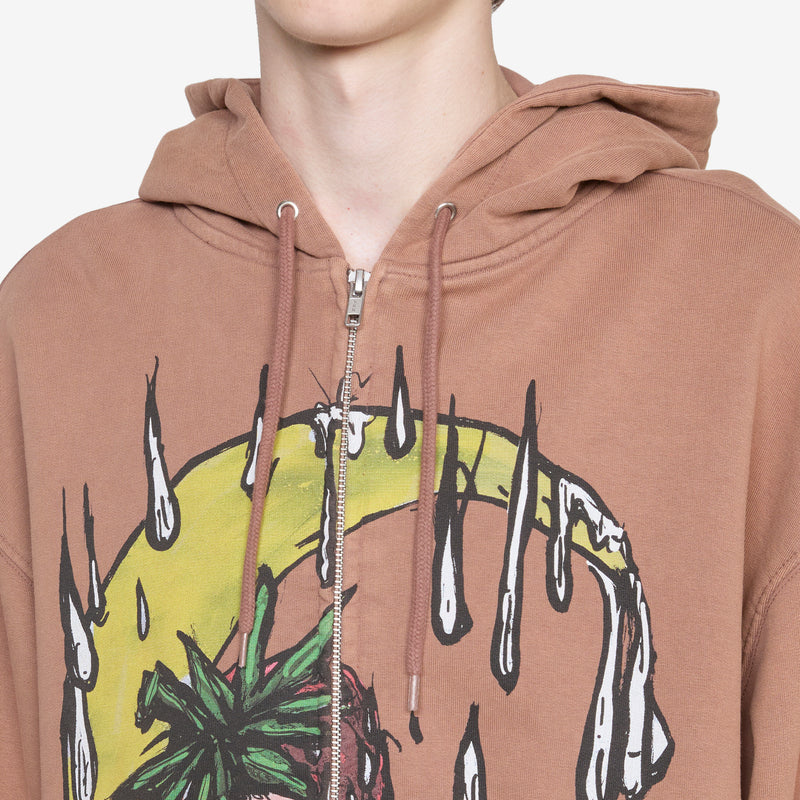 Eri Zip Up Hoodie Knit Brown Jumpers