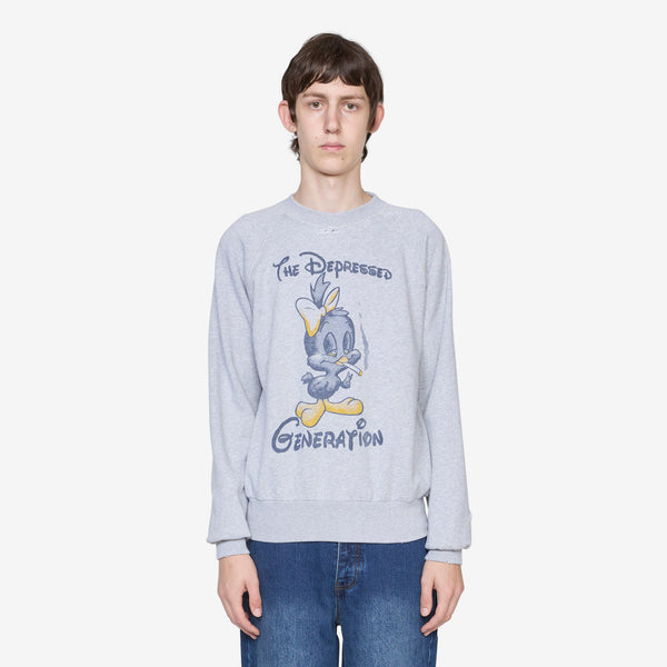 Destroyed Weedie Pie Raglan Sweat Light Grey Marl Jumpers