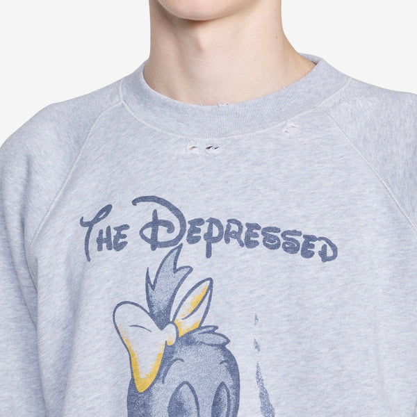 Destroyed Weedie Pie Raglan Sweat Light Grey Marl Jumpers