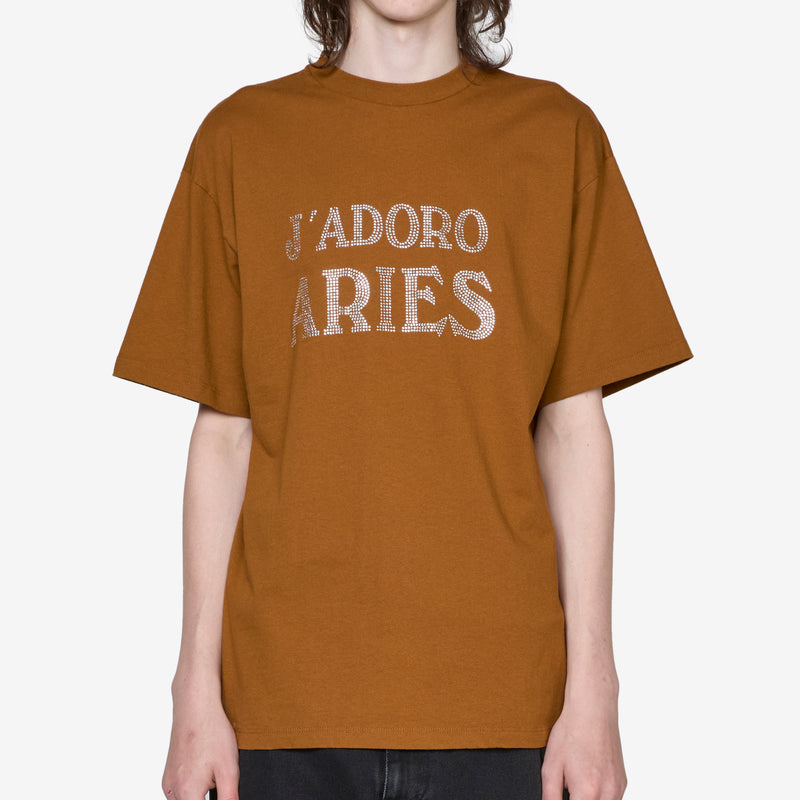 J'Adoro Aries Diamante T-Shirt Brown Tees
