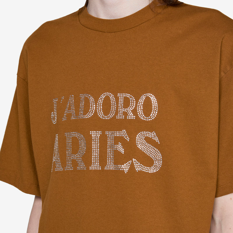 J'Adoro Aries Diamante T-Shirt Brown Tees