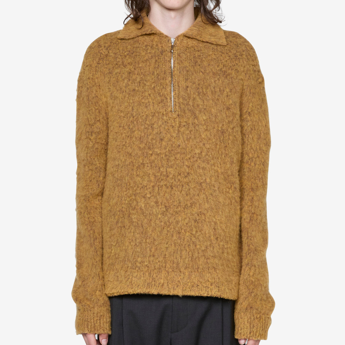 Sechura Zip Polo Mustard Melange Jumpers