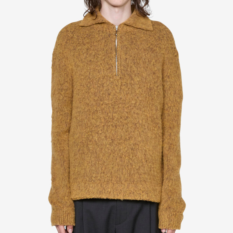 Sechura Zip Polo Mustard Melange Jumpers