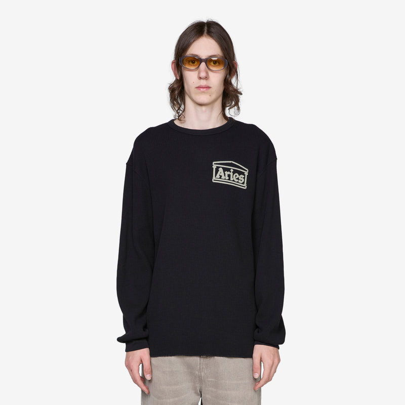 Waffle Longsleeve T-Shirt Black Tees