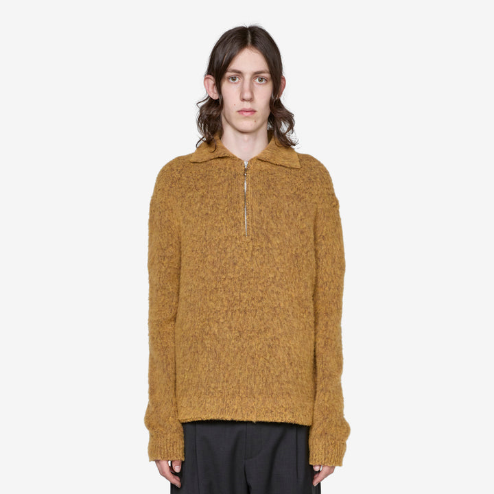 Sechura Zip Polo Mustard Melange Front