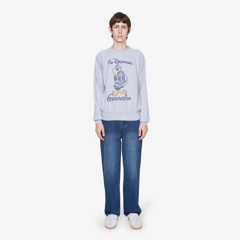 Destroyed Weedie Pie Raglan Sweat Light Grey Marl Jumpers