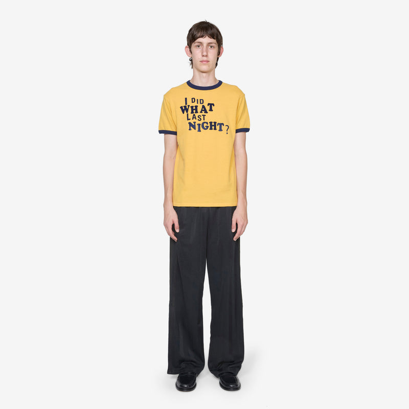 I Did What Last Night Ringer T-Shirt Yellow Tees