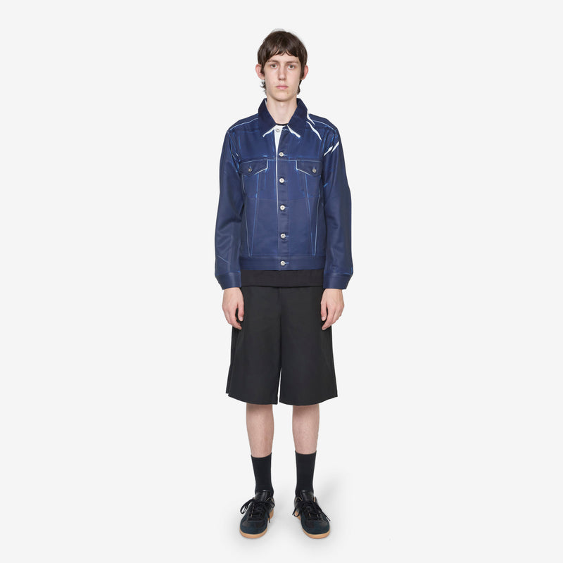 Overprint Trucker Jacket Navy Jackets