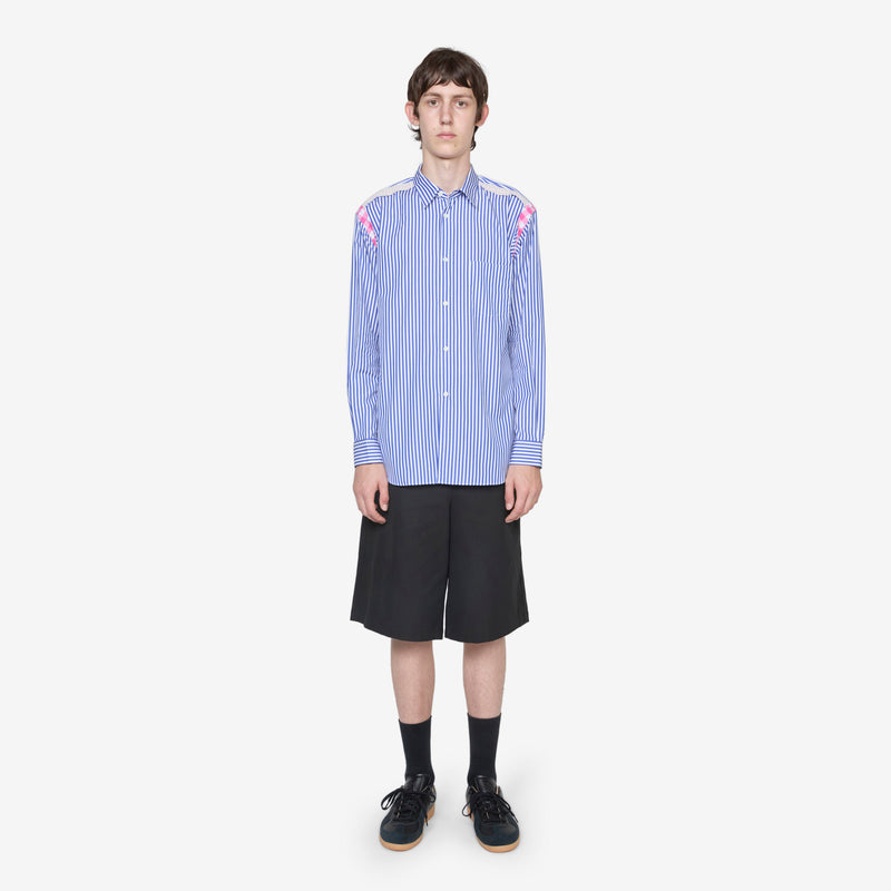 Striped Gingham Trim Shirt Blue Shirts
