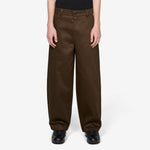 Wide-Leg Twill Trousers Brown