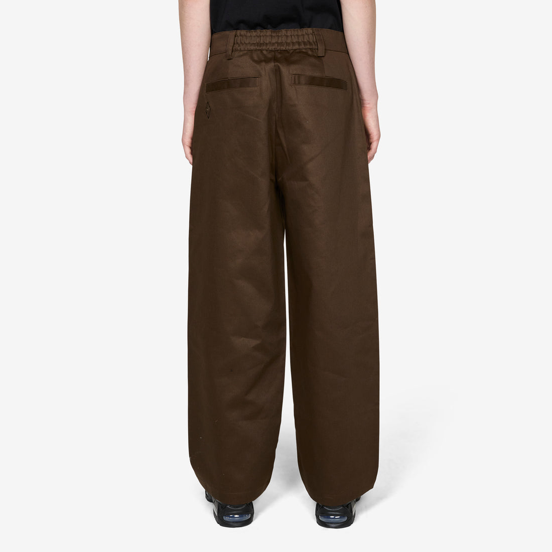 Wide-Leg Twill Trousers Brown Pants