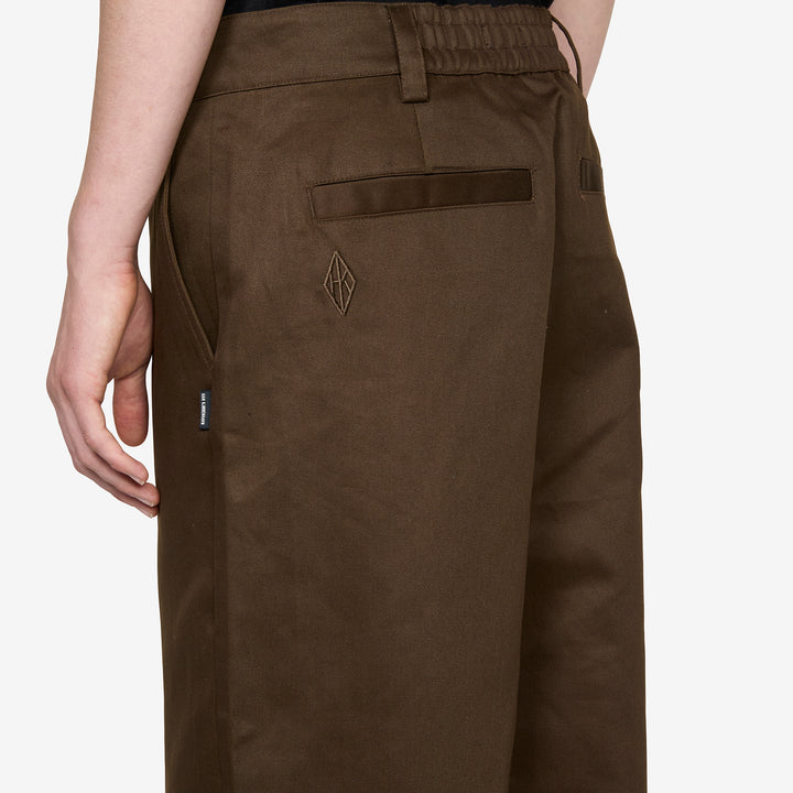 Wide-Leg Twill Trousers Brown