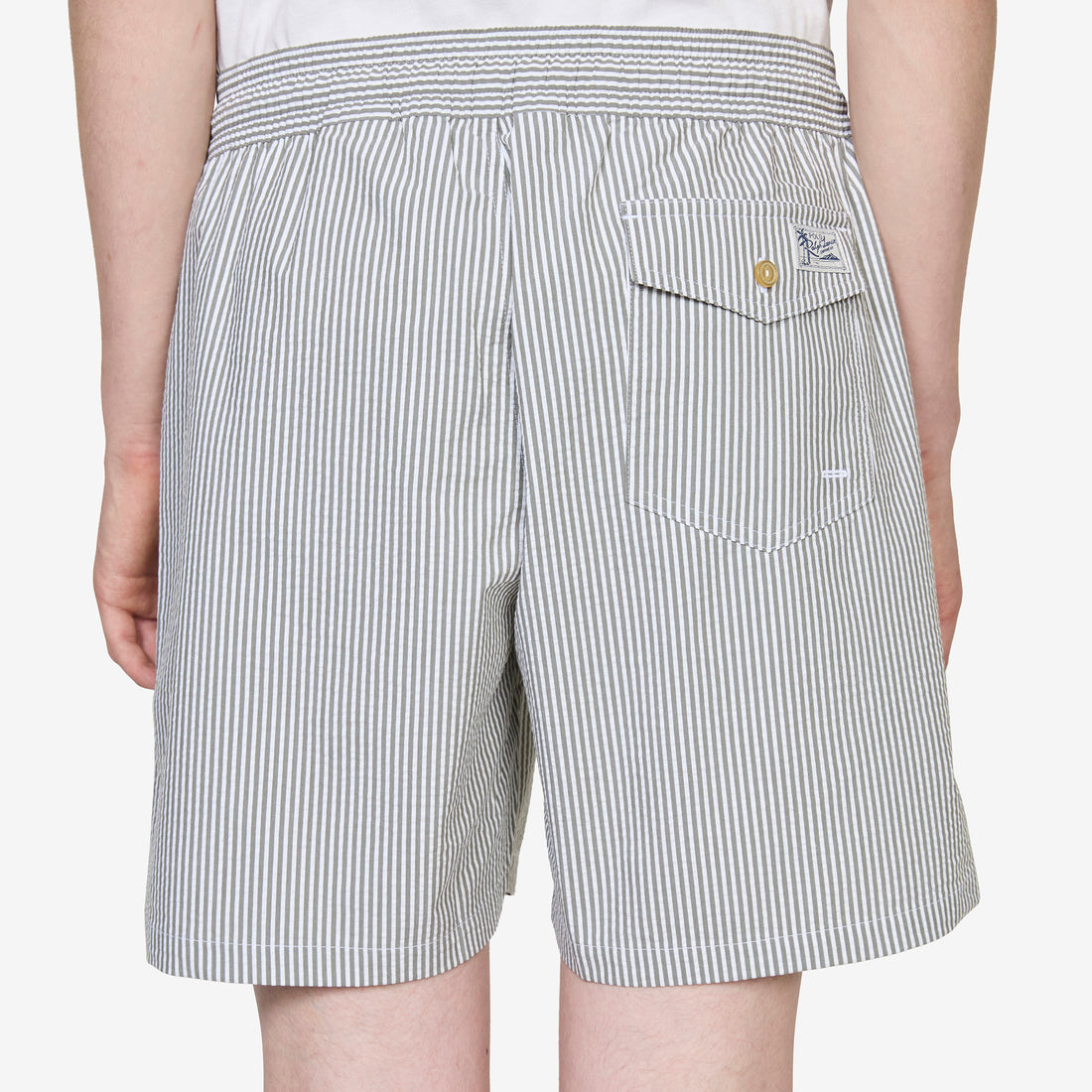 5.75-Inch Traveler Classic Swim Trunk New Olive Seersucker Shorts